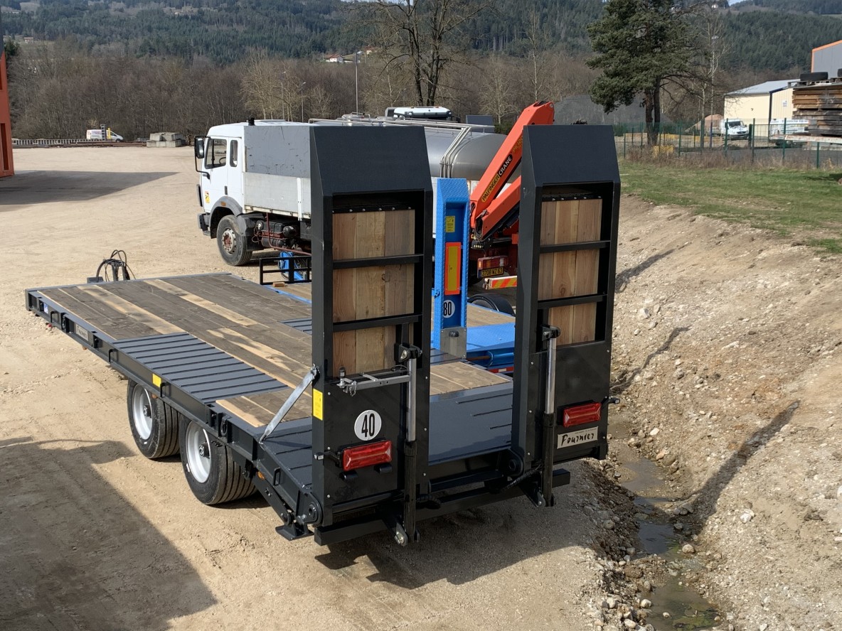 Remorque Agricole porte engins 2 essieux centraux 3