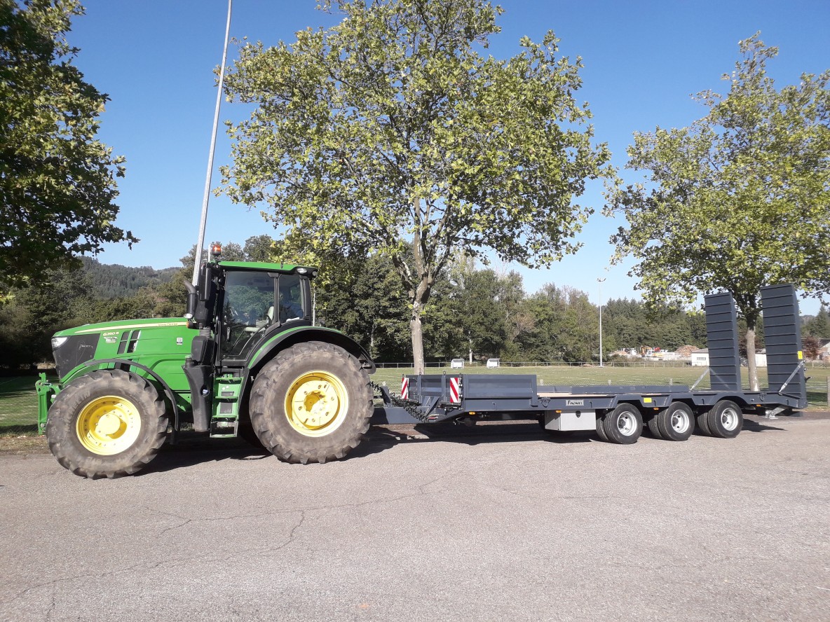 Remorque Agricole porte-engins 3 essieux centraux 2