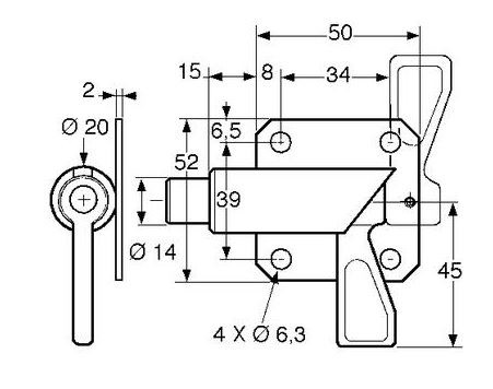 Verrou acier zingué à platine 2